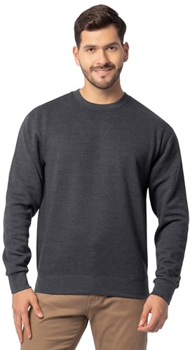 Fruit of the Loom Men's Eversoft Fleece Sweatshirts & Hoodies, Sweatshirt-Black Heather, Large