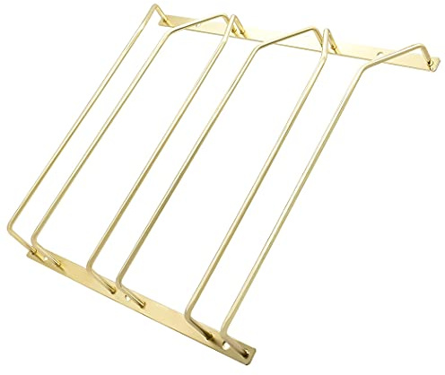 zoohot 30,5 cm vinglasställ – under skåp stamware vinglashållare glasögon förvaringshängare metallorganiserare för bar kök, guldfinish (3 rader, 1 pack)