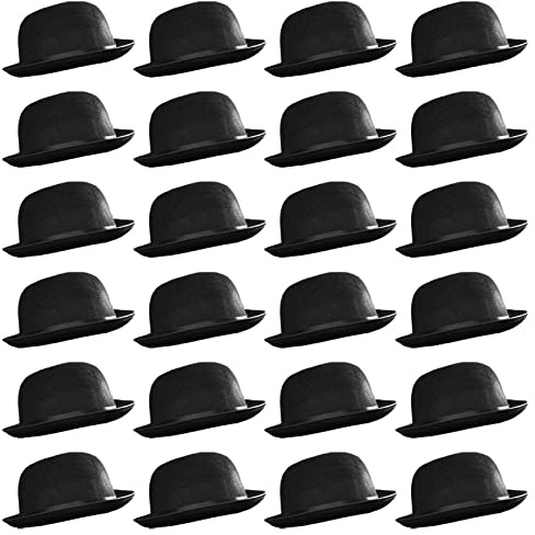Lot de 24 chapeaux melon - Accessoire de déguisement pour homme et femme - Circonférence de 58 cm - En feutre - Style victorien