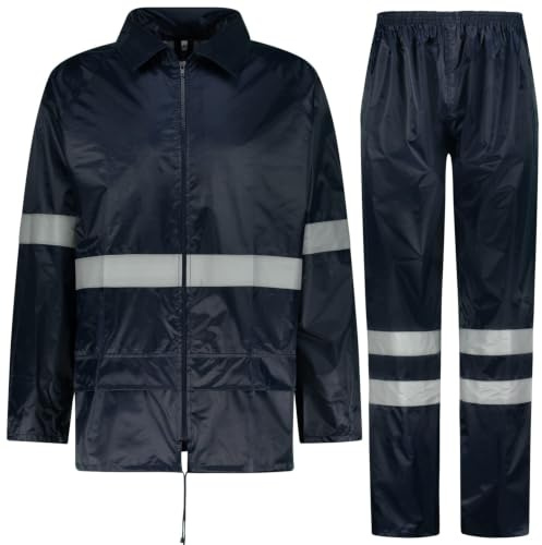 BWOLF Himalaya Combinaison de pluie pour homme à manches longues imperméable avec taille élastique Veste à capuche Vêtement de pluie + pantalon de pluie 2 poches