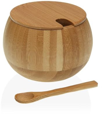 Versa Azucarero Bambú de Estilo Rústico, Medidas(Al x L x An) 6,8 x 8,8 x 8,8 cm, Bambú, Color Marrón