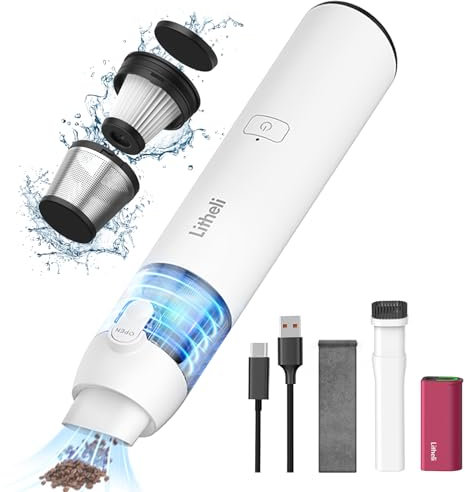 LiTHELi Handheld Vacuum, 16000PA Car Vacuum Cleaner Powerful Suction with HEPA Filter, Portable Mini Vacuum Cleaner, Brushless Motor, Rechargeable 4Ah Swappable Battery (Red)