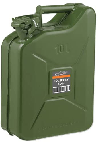 Xtremeauto Jerry Can Fuel Can Metal Petrol Can Water Container Cans Extra Large Liquid Storage Canister For Diesel, Petrol, Oil & Water Container -UN Approved, TUV/GS Certified (10L Jerry Can), Green