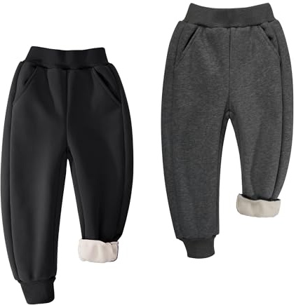 BIG ELEPHANT Pantalon de survêtement doublé en Polaire pour garçons et Filles, Jogging athlétique en Coton Doux pour Jeunes, Pantalon Actif Basique pour Enfants avec Poches