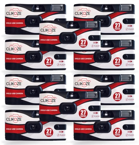 Clikoze Disposable Camera with 27 Exposures - Ultramax ISO 400 35mm Single-Use Film Camera with Flash (10 Disposable Cameras)