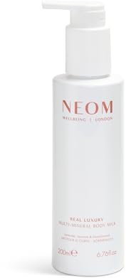 NEOM- Multi-Mineral Body Milk 200ml (Lavender, Jasmine & Sandalwood) | Real Luxury | Magnesium, Rosehip Oil & Chia Seed Oil | Moisturise, Nourish & Replenish | Vegan