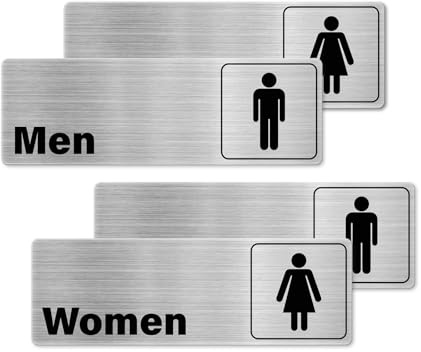 YIKIADA Toilet Signs 23 × 8 cm Self-Adhesive Men and Women Aluminum Sign Waterproof Bathroom Ladies and Gentlemen Door Decor for Shop Offices Restaurant 2 Set