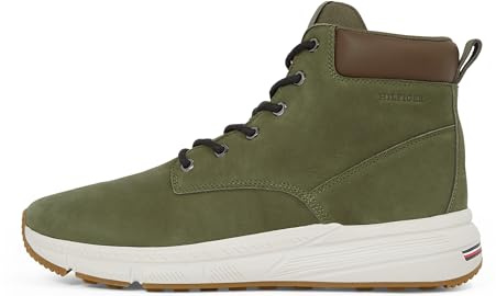 Tommy Hilfiger Uomo Stivali Bassi Light Hybrid in Pelle, Verde (Army Green), 46