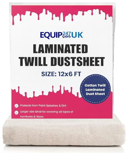 Fogli di cotone laminato, per decorare e dipingere, 3,7 m x 1,8 m, retro in plastica polietilene (1)