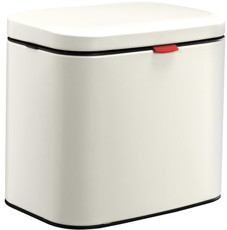 Navaris Cubo Basura Puerta Fregadero - Papelera Colgante de 4 L - Con Tapa para Evitar Malos Olores - Para Colgar en Puertas Pared en Encimera - 22 x 15 x 9,5 cm - Color Crema