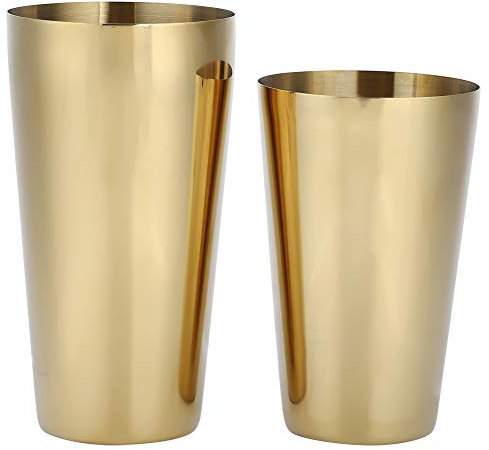 FLEXMAN Cocktail Shaker Set, 12,2 Oz Rostfritt Stål Drink Shakers Cocktail, Boston Cocktail Shaker Set, Viktade Shaker Burkar för Att Göra Iskaffe Och Cocktails (Golden)