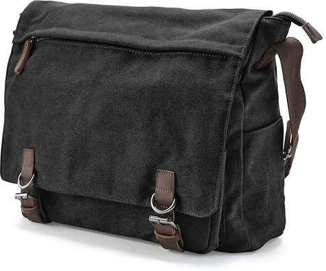 Trendhim Borsa messenger in tela blu denim da uomo, elegante borsa a tracolla con tasche multiple, perfetta compagna di viaggio per lavoro, scuola e uso quotidiano, design resistente e leggero,