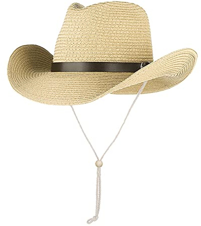Homme Femme Chapeau de Paille à Large Bord Chapeau de Soleil Fedora en Papier Pliable et Léger Panama Été Anti-UV Classique Panama Trilby Cowboy avec Bandeau Absorbant pour Plage Voyage Vacances