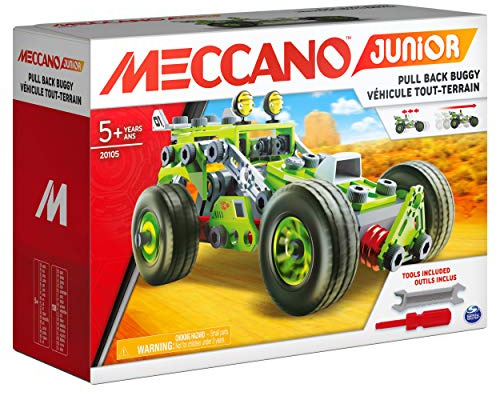 BANDAI - Meccano Junior Mein Auto mit Rückzugsmotor - Konstruktionsset 138 Teile, Rückzugsmotor, Werkzeuge, Anleitung - Aktivitäts-Kit Auto-Zusammenbau - Spielzeug ab 8 Jahren - APM19102