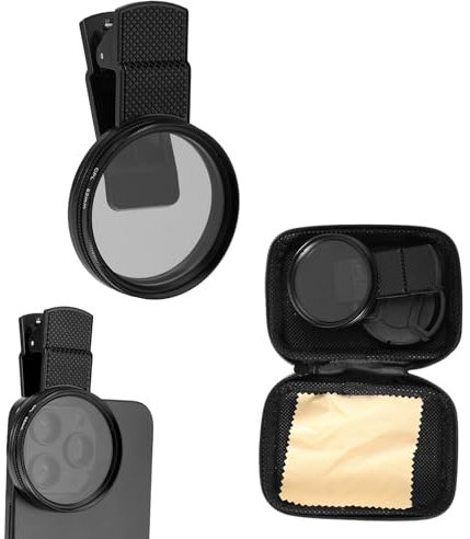 Lyreh 52mm Clip-on CPL Phone Camera Lens Filter Kit, HD Backlight Phone Filter Kit for iPhone and Most Smartphones (Black)