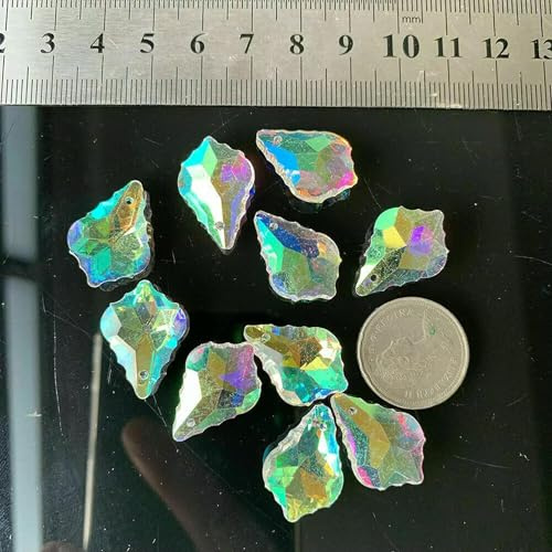 Lot de 20 lustres Suspendus en Cristal à facettes en Forme de Feuille d'érable Arc-en-Ciel AB