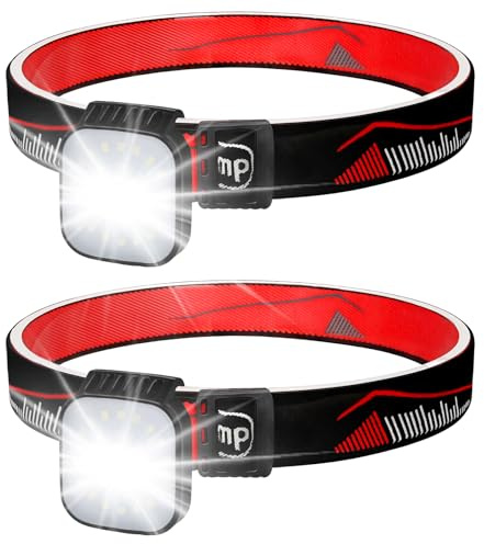 flintronic 2PCS Luces de Carrera, Linterna Frontal LED, Lámpara de Cabeza, 4 Modos de Brillo, Linterna Cabeza LED Recargable con Clip, para Acampar Trotar Ciclismo Pesca Montañismo Senderismo