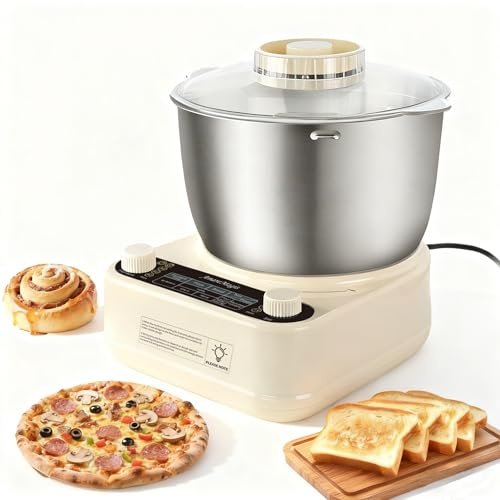 5.3QT Dough Kneader Machine with Timer & Fermentation, Electric Dough Mixer for Bread, Pizza, Pasta & Sourdough, Up to 1.4kg Dough Maker for Home Baking Hands-Free Kneading Machine, 304 Bowl