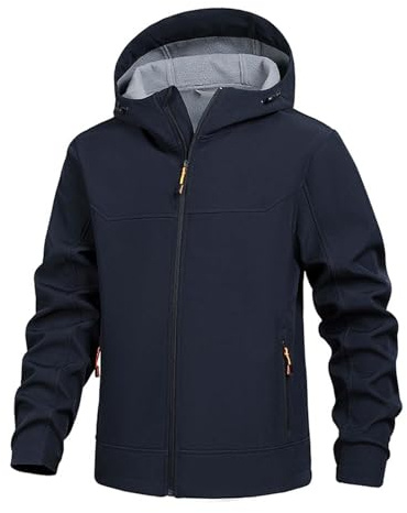 Giacca invernale da uomo in pile per attività all'aperto, cappotto softshell antivento termico caldo per sport acquatici invernali, giacca da trekking ed escursionismo con, Blu, XXL
