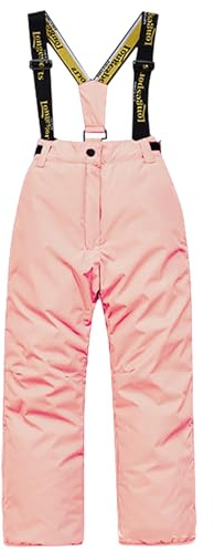 2026 - Pantalones de esquí para niños, unisex, con peto desmontable y protección en los bordes, pantalones de esquí