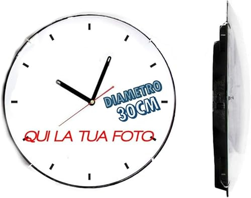 Generico Orologio personalizzato da parete personalizzabile con tue foto logo e testo diametro 30cm