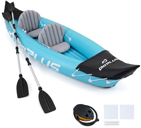 SPOTRAVEL 10.5FT Inflatable Kayak Set (Blue+Black, 321 x 92 x 45 cm)
