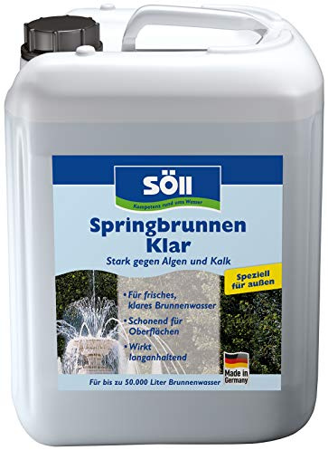 Söll 80823 SpringbrunnenKlar 5 l für 50.000 L - schonende Springbrunnenreinigung gegen Algen und Kalk für Brunnen Dekobrunnen Zierbrunnen