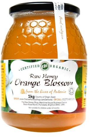 Miel d’Oranger Brut Biologique Antonio, 1kg – Certifié Bio, Non Pasteurisé, 100% Naturel – Miel Espagnol des Vergers d’Orangers de Séville – Léger & Floral avec Notes de Vanille, The Raw Honey Shop