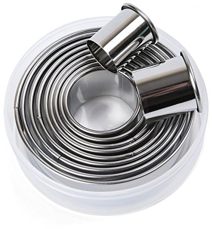 11 Pieces Metal Cookie Cutter Set, Round Cookie Cutters, Stainless Steel Circle Biscuit Pastry Cutters, Assorted Sizes