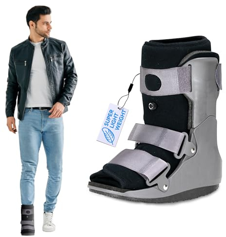 ExoArmor Superlight Walking Boot for Sprained Ankle, Foot Brace for Injured Foot, Stress Fracture, Broken Foot or Plantar Fasciitis. Air Liner. Short (Large)