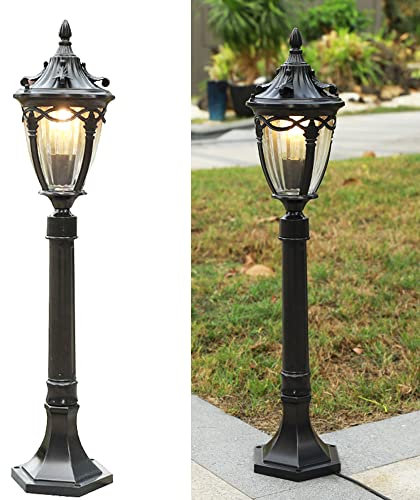 Chao Zan Schwarz Außen Mastleuchte Garten Laterne Landhaus 1 Flammig x 80W IP55 E27 Aluminium Laterne