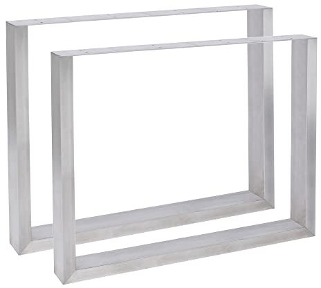 CLP 2er Set Tischbeine Velden I Tischkufen Aus Vierkantprofilen I Höhe 72 cm I Pulverbeschichtetes Gestell, Farbe:Edelstahl, Größe:90 cm