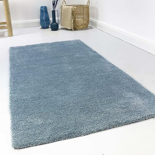 Wecon Home Kuschelig weicher Esprit Hochflor Teppich, bestens geeignet fürs Wohnzimmer, Schlafzimmer und Kinderzimmer LOFT(70 x 140 cm, blau)
