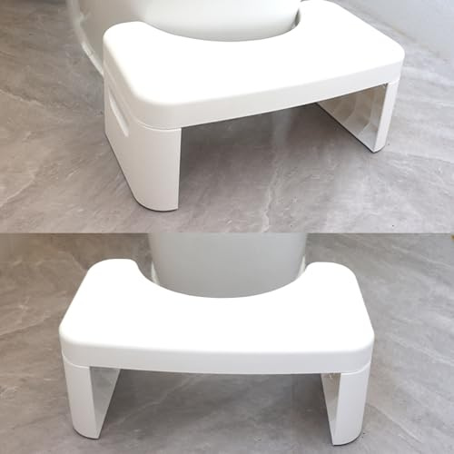 HI FINE CARE Folding Toilet Stool - Foldable Squatting Poop Stool for Bathroom | Splicable Foot Stool | Potty Accessories (White)