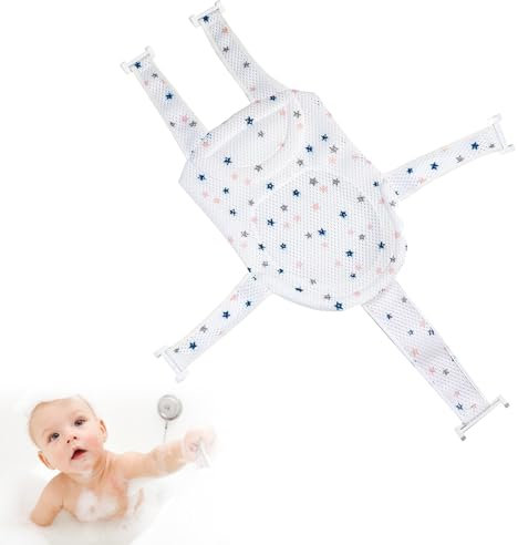 Cojin Bañera Bebe,Red de Baño para Bebés,Red de Soporte para Bañera,Asiento de Baño para Bebé Recién Nacido,Cojín de Baño Recién Nacido,Almohadilla de Suspensión para Baño de Bebé para 0 a 24 Meses