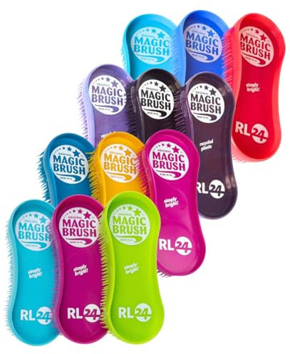 RL24 - Bürstenset (3-teilig) MagicBrush | Hufkratzer für Pferde | entfernt hartnäckigen Schmutz | farbige Pferdebürste für Fellwechsel | reinigt den Hufstrahl | Pferde Zubehör | Edition JellyFish