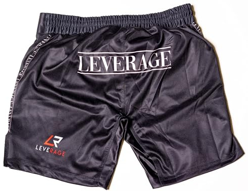 Leverage Kids Jiu-Jitsu BJJ MMA Shorts - Nogi Grappling Kickboxing Muaythai Surfing Summer Holiday Shorts (UK, Age, 9 Years, 12 Years, Regular, Noir)