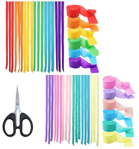 EULAPGOE 6 Rotoli di Carta crespa Multicolore, Nastro crespa Arcobaleno, Carta crespa Stelle Stelle Stelle Decorative