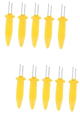 BESPORTBLE 10 Pezzi Bastoncini Per Arrostire Sui Bastoncini Di Pannocchia Sugli Spiedini Di Pannocchie Forchette Da Aperitivo Sui Porta Pannocchie Porta Mais Forchette Da Barbecue Yellow