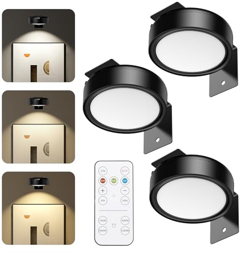 Ankilo uppladdningsbar trådlös bildlampa med fjärrkontroll, standardbelysning med batteri, LED-strålkastarbatterier, magnetisk upphängning, justerbart naturligt/varmt vitt/vitt ljus