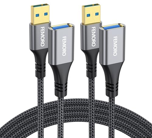 USB Extension Cable 3ft Pack of 2, Type A 3.0 5Gbps Data Transfer & 15W Charging Sync Extender Male to Female for Mouse Keyboard TV Monitor Hub Charger Flash Drive DVD Player and More