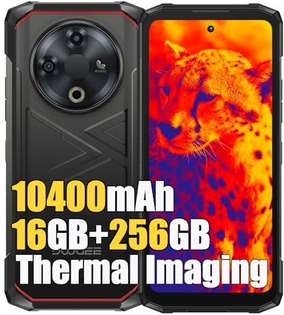 DOOGEE Fire 6 Smartphone Portable Incassable 2025, 16Go+256Go Android 14 Téléphone Débloqué 4G, 50MP + Caméra Thermique, 10400mAh, 6.56 DH+ Smartphone Incassable Etanche, GPS/OTG/3 Card Slot, Noir