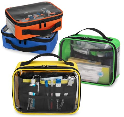 Trunab 4 Borse di Pronto Soccorso Vuote, Sacchetti Medici Trasparenti con Cerniera per Organizzare Kit di Emergenza, Medicinali, per Casa, Esterni, Auto e Forniture (Solo Borsa)