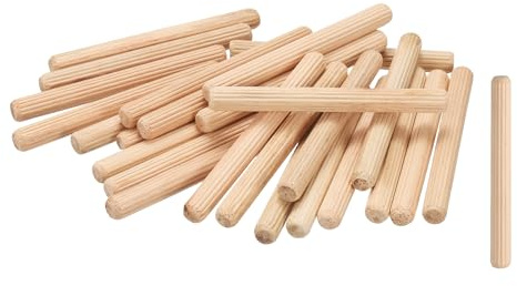 sourcing map Lot de 60 chevilles droites cannelées en bois - 8 mm x 80 mm - Pour travaux manuels, meubles, bricolage