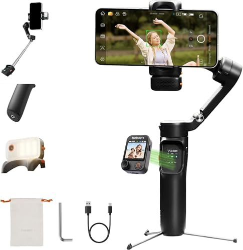 Hohem iSteady V3 Ultra Mobile Gimbal, 1,2 tums pekskärmsskärm, AI-spårning, 205 mm förlängningsstång, 3-färgs fyllning
