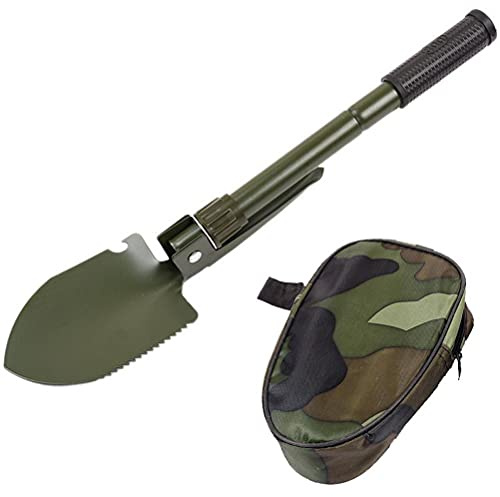 POENVFPO Piccola Pala da Campeggio Pieghevole, Pala Compatta Multifunzionale con Custodia per il Trasporto per Giardinaggio, Fuoristrada, Emergenza Auto, Rimozione Ghiaccio (Army Green)