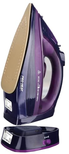Bügeleisen, 2400W Dampfbügeleisen Kabelloses Dampf Bügeleisen mit Keramiksohle Dampfbügeleisen mit Variabler Dampffunktion, Selbstreinigungs, Sprühwasserfunktion, Antikalk, Tropfstopp (Lila)