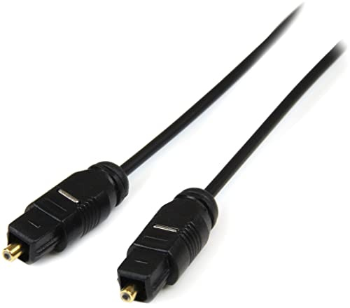 StarTech.com 10 ft. (3 m) Digital Optical Audio Cable - Toslink Digital Optical SPDIF - Ultra-Thin - Male/Male (THINTOS10), Black