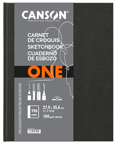 Canson Art Book One - Cuaderno de dibujo, 27.9 x 35.6 cm, color negro, 1 unidad