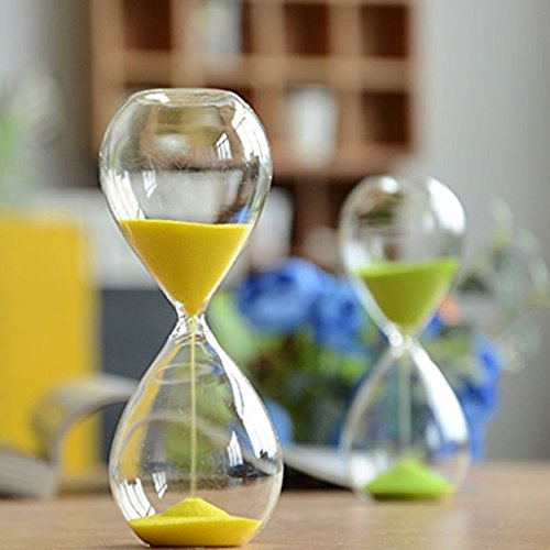 Stort mode färgglatt sandglas timglas timglas timer transparent mjukt glas, mått hem skrivbord dekoration jul present till födelsedag 10 minuter gul